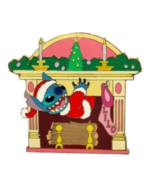 Santa Stitch Climbing Chimney Fireplace Pin